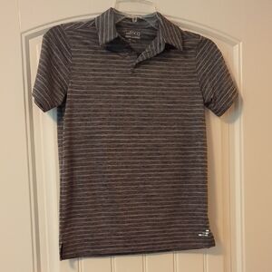 BCG Dark Gray Striped Polo Shirt